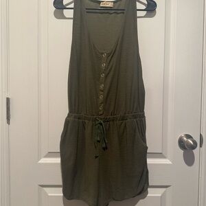 NWOT Olive Green Sleeveless Button-Up Romper